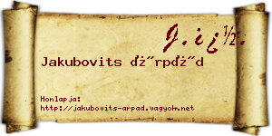 Jakubovits Árpád névjegykártya